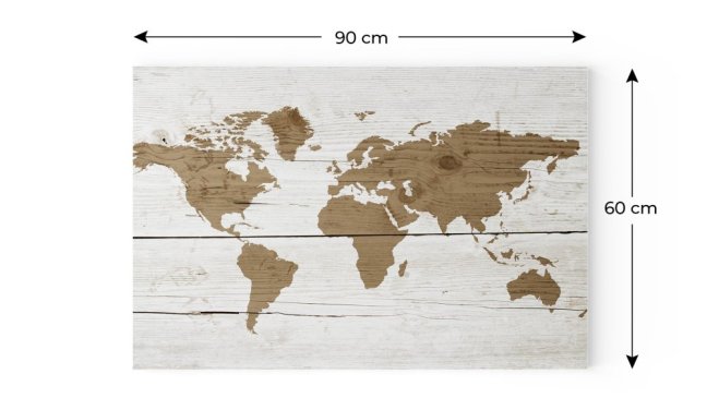 Magnetická tabuľa METALboards, mapa sveta vo svetlých farbách 90x60 cm