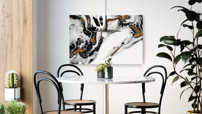 Magnetická bezrámová kovová tabule s potiskem 90x60cm - zlatý mramor