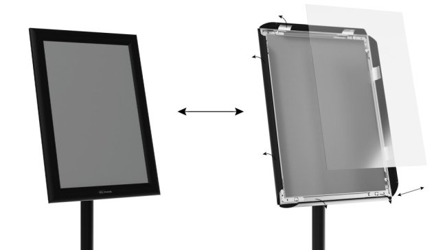 Reklamný stojan A4 s čiernym hliníkovým rámom - MENU