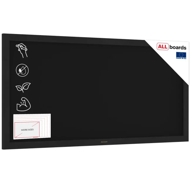 Čierna kriedová tabuľa 120×60 cm – ČIERNY lakovaný drevený rám