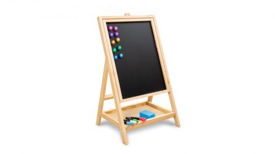 Allboards,Drevená, otočná kriedová tabuľa na kreslenie pre deti, magnetická, výška 79 cm
