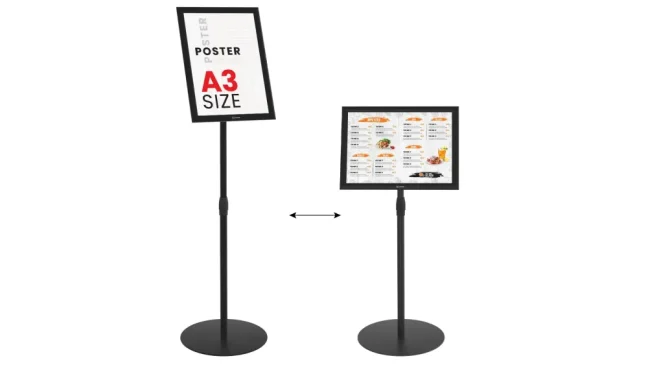 Informačný reklamný stojan A3 OWZ so čiernym hliníkovým rámom