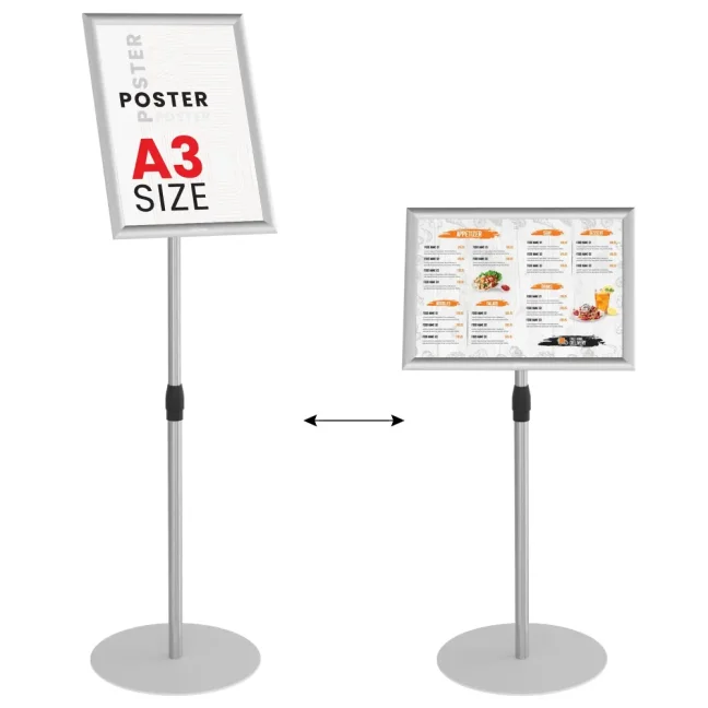 Informačný reklamný stojan A3 OWZ so strieborným hliníkovým rámom