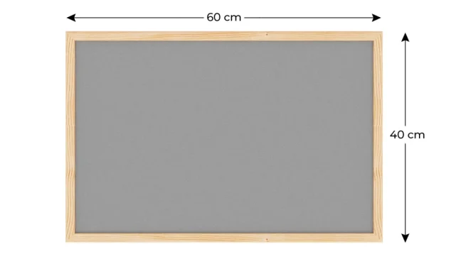 Textilní nástěnka 60x40 cm ŠEDÁ v dřevěném rámu