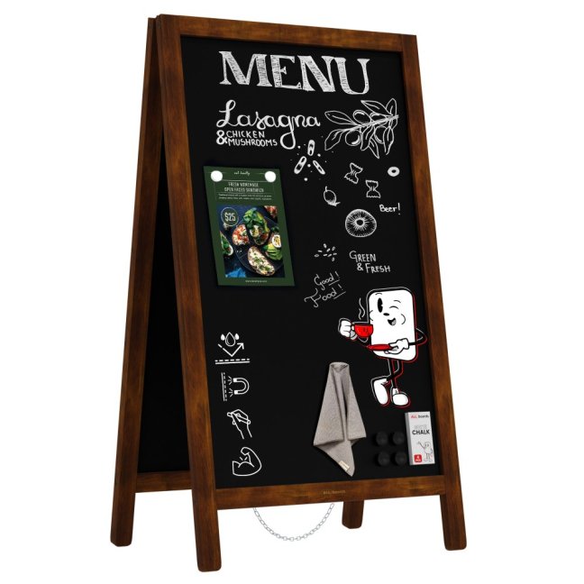Magnetický kriedový reklamný stojan vodoodolný 80x45 cm KLASICKÁ HNEDÁ