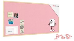 Textilná (plstená) tabuľa 120 × 60 cm, ružová, v lakovanom drevenom ráme