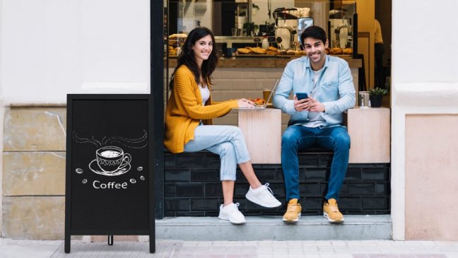 Reklamné áčko s kriedovou tabuľou 78x44 cm- jednostranné