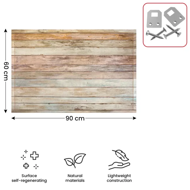 Potlačená korková tabuľa PASTELOVÉ DOSKY 90x60 cm, drevený rám