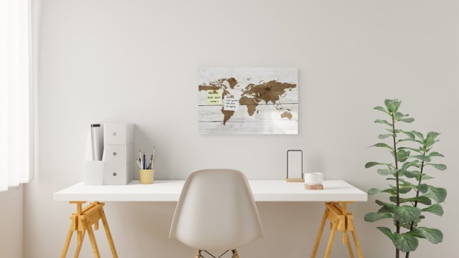 Magnetická tabuľa METALboards, mapa sveta vo svetlých farbách  60x40 cm