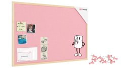 Textilní (plstěná) tabule 90 × 60 cm, růžová, v lakovaném dřevěném rámu