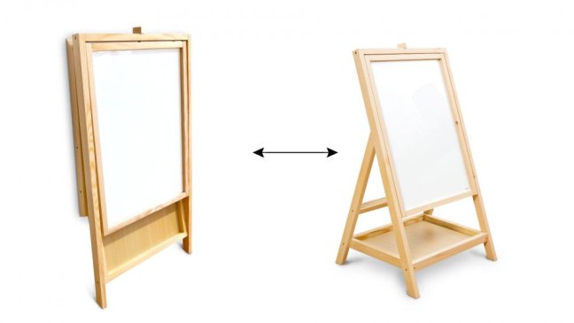 Allboards,Drevená, otočná kriedová tabuľa na kreslenie pre deti, magnetická, výška 79 cm