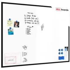 Magnetická suchostierateľná tabuľa biela 120 × 90 cm – čierny drevený rám