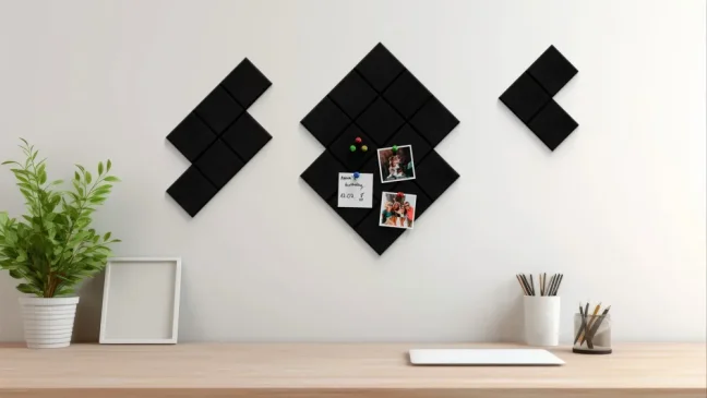 Filcové nástěnné panely 30×30 cm černé – 6 ks