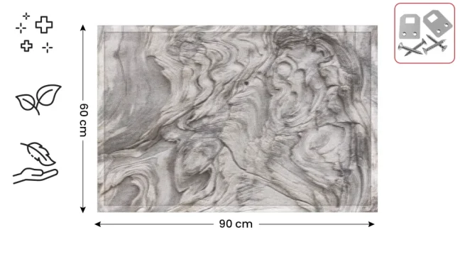 Potlačená korková tabuľa SKAMENENÉ DREVO 90x60 cm, drevený rám