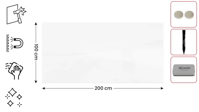 Sklenená tabuľa 200x100 ALLboards PREMIUM
