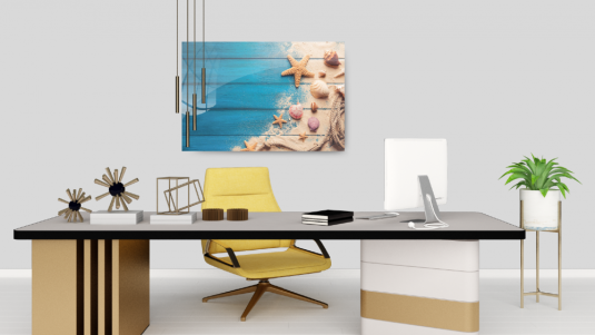 Skleněná magnetická tabule- dekorativní obraz  MUŠLE 90x60 cm