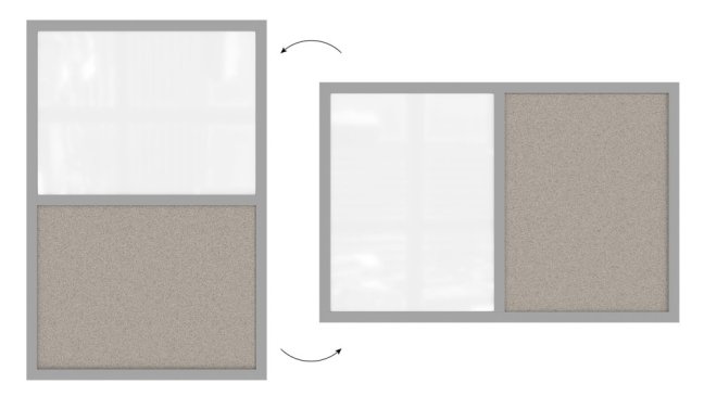 Tabuľa COMBI - sivý korok a magnetická biela 60x40 s sivym lakovaným dreveným rámom