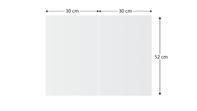 Sklenená kuchynská doska SUPERWHITE  BIELÁ 60x52cm - doska na krájanie - ochranná doska