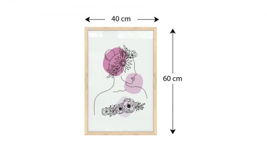 Magnetický obraz - portrét ženy růžový č.1 60x40cm v prírodnom drevenom ráme