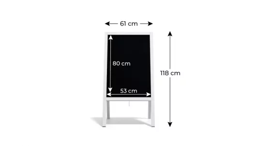 Allboards reklamné áčko bielej farby s kriedovou tabuľou 118x61 cm