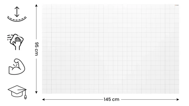 Magnetická fólie se čtverečkovým potiskem – stíratelná, 145×95 cm,