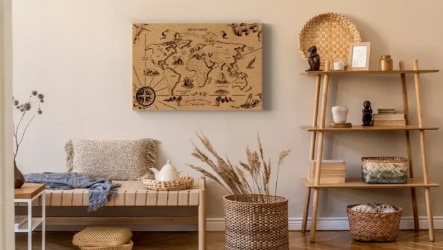 Korková tabuľa MAPA SVETA 2, bezrámová 90x60 cm