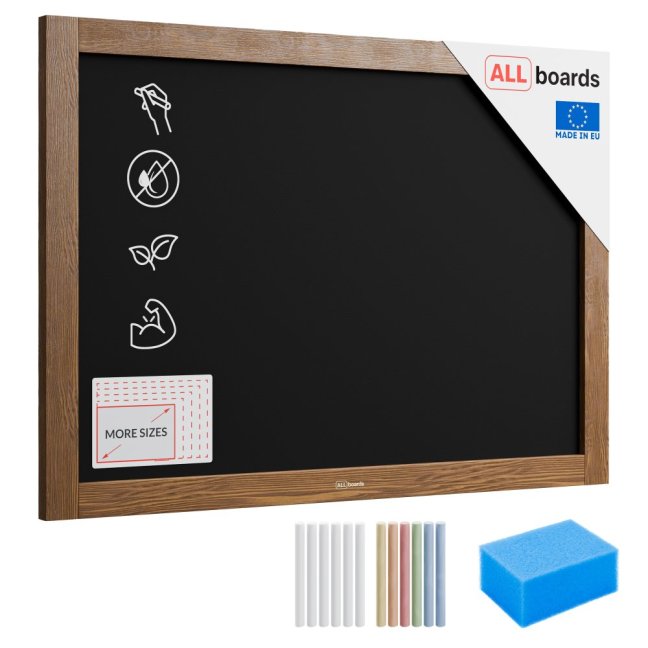 Allboards tabuľa čierna kriedová v drevenom ráme 70x50 cm