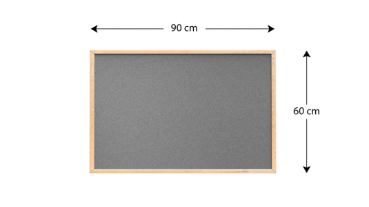 Tmavě šedá korková tabule v dřevěném rámu 90x60 cm