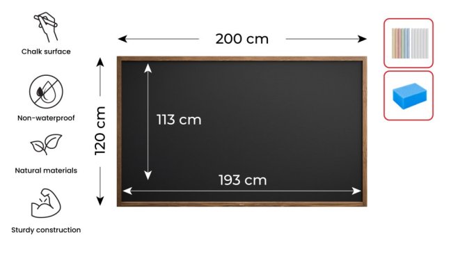 Allboards tabuľa čierna kriedová v drevenom ráme 200x120 cm