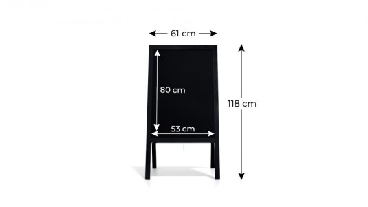 Reklamní áčko s křídovou tabulí 118x61 cm- černé