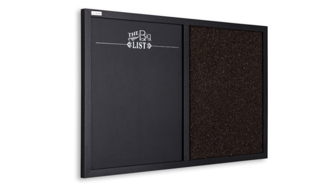 Magnetická a korková tabuľa COMBI 60x40 cm hnedo-čierna v drevenom lakovanom čiernom ráme