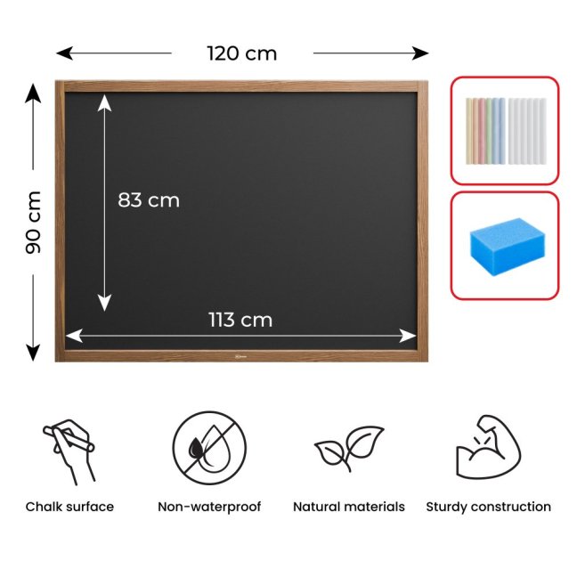 Tabule černá křídová v dřevěném rámu 120x90 cm