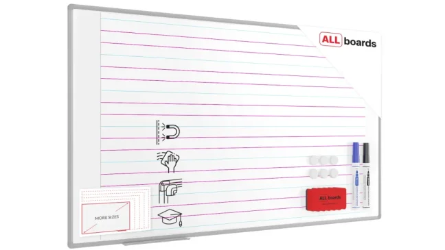 Bílá suchostíratelná tabule 170×100 cm s hliníkovým rámem, magnetickou fólií (trojlinka)