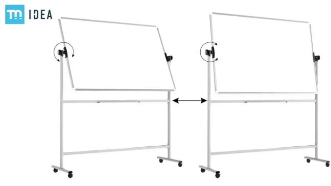 Mobilní tabule TM Idea, oboustranná, otočná, za sucha stíratelná, magnetická, 150x120 cm – řada FLEX