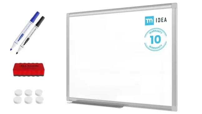 Biela popisovacia magnetická tabuľa 45x60 cm v hliníkovom ráme + sada príslušenstva – TM IDEA® séria Flex