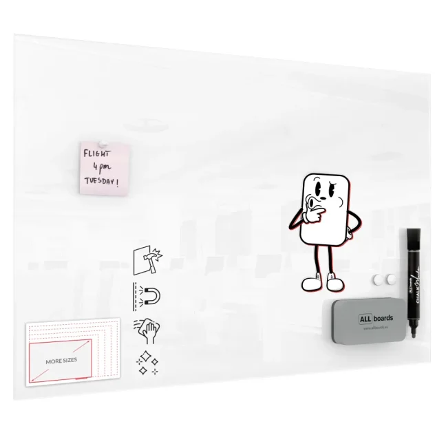 Sklenená tabuľa 90x60 ALLboards PREMIUM SUPERWHITE