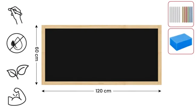 Tabule černá křídová v dřevěném přírodním rámu 120x60 cm