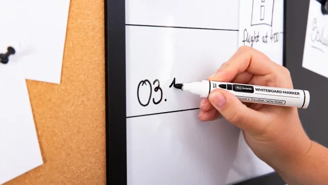 Kombinovaná tabuľa 3 v 1 ALLboards COMBI: bielá suchostierateľno-magnetická, magneticko-kriedová a korková 90x60 cm