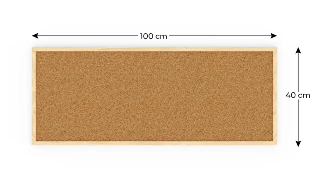 Korková tabuľa 100x40 cm drevený rám NATURAL