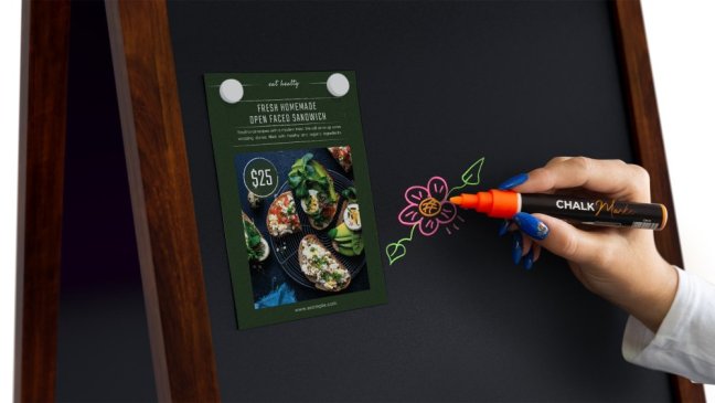 Magnetický kriedový reklamný stojan vodoodolný 150x61 cm KLASICKÁ HNEDÁ