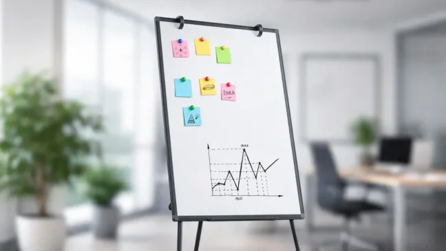 Suchostěrný magnetický flipchart 90×60 cm – černý