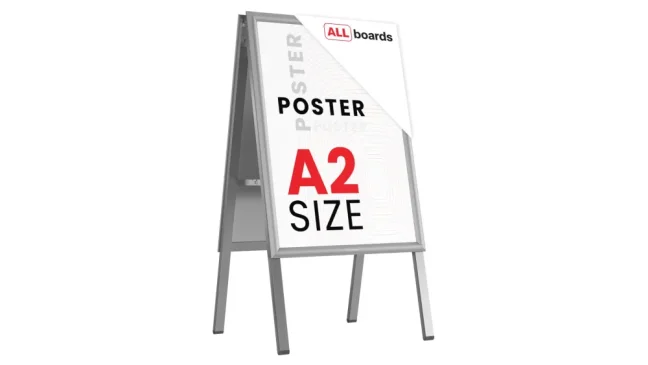 Oboustranná reklamní tabule A2 ve stříbrném hliníkovém rámu