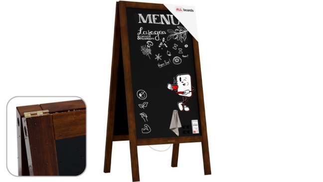 Magnetický křídový reklamní stojan voděodolný 100 × 49,5 cm KLASICKÁ HNĚDÁ