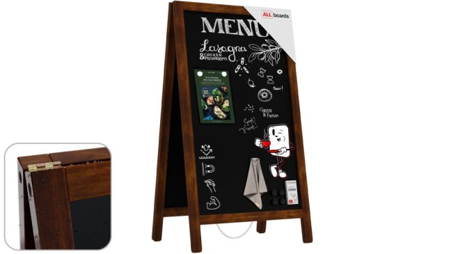 Magnetický kriedový reklamný stojan vodoodolný 80x45 cm KLASICKÁ HNEDÁ