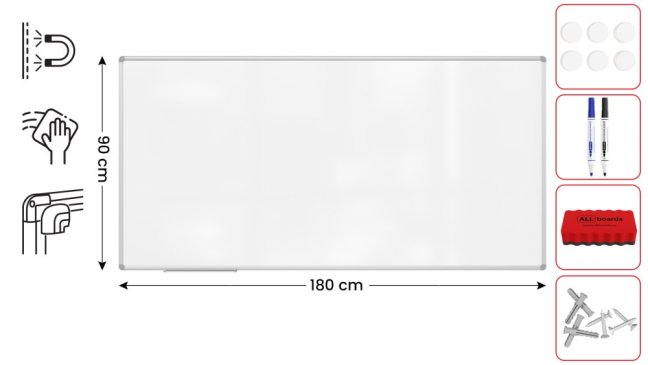 Magnetická tabule 180x90 ALLboards PREMIUM