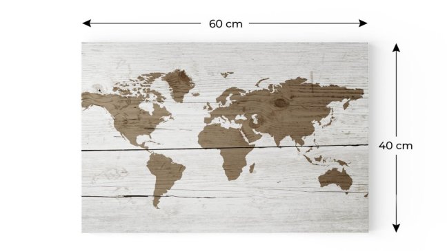 Magnetická tabuľa METALboards, mapa sveta vo svetlých farbách  60x40 cm