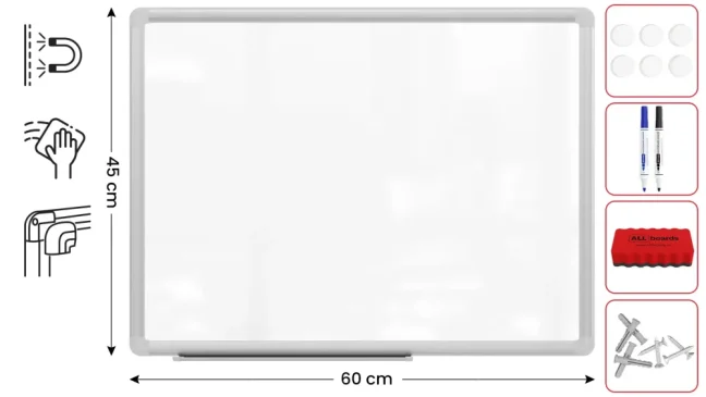 Allboards biela magnetická tabuľa 60x45 cm