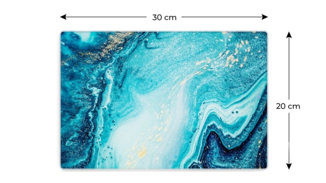 Sklenená doska na krájanie MODRÁ A ZLATÁ 30 × 20 cm
