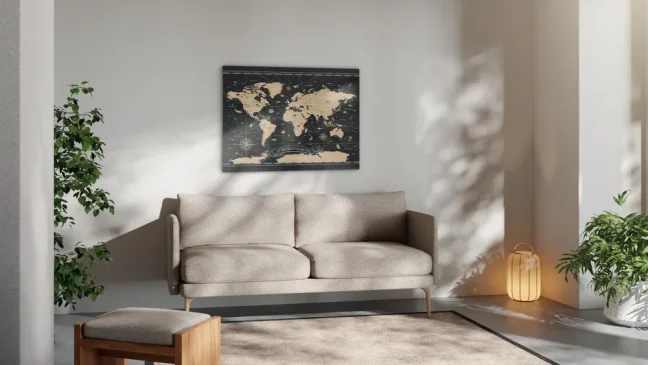 Allboards magnetická bezrámová kovová tabuľa s potlačou 120x90cm – mapa sveta