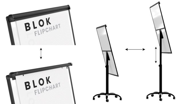 Mobilní magnetický flipchart se stíratelným povrchem na kolečkách 100 × 70 cm černý